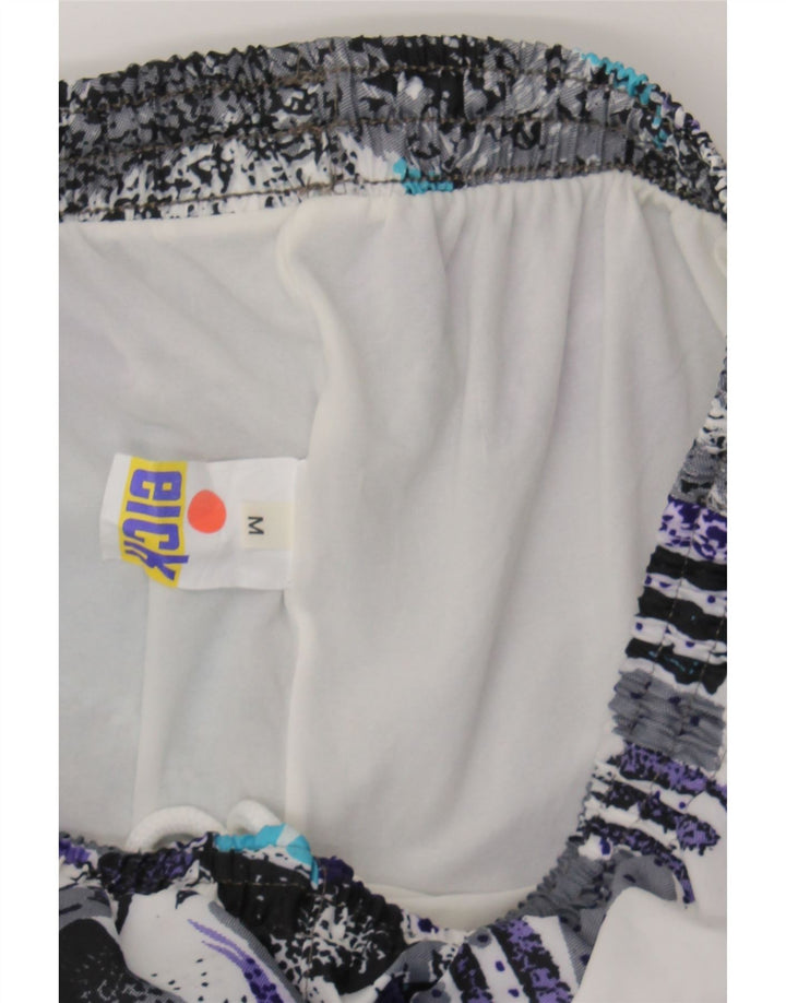 VINTAGE Mens Abstract Pattern Swimming Shorts Medium  Grey Polyester Vintage Vintage and Second-Hand Vintage from Messina Hembry 
