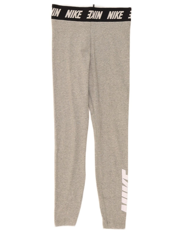 Nike Womens Graphic Leggings UK 8 Small Gris Colorblock Coton