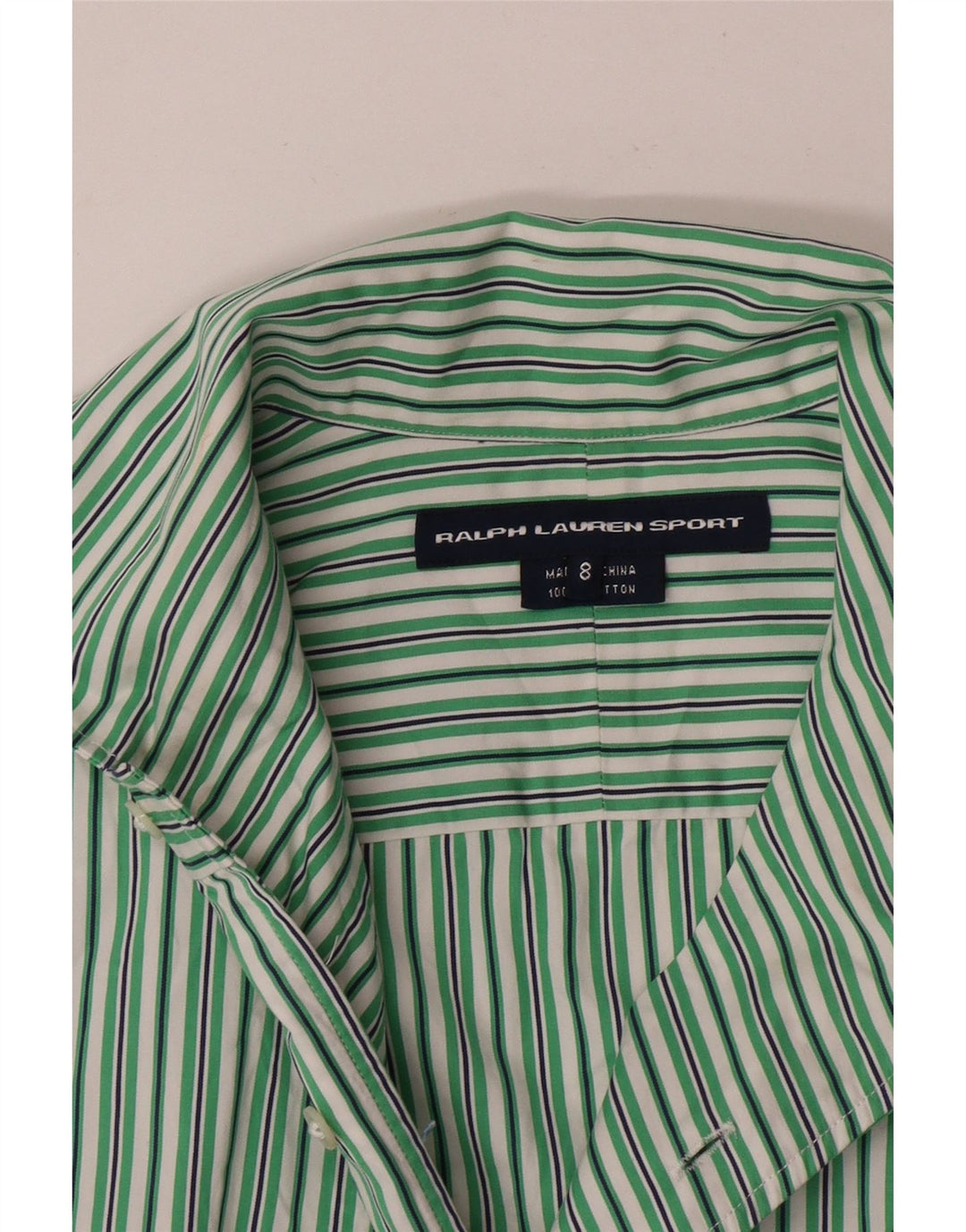 Ralph Lauren Chemise Femme US 8 Coton Rayé Vert Moyen