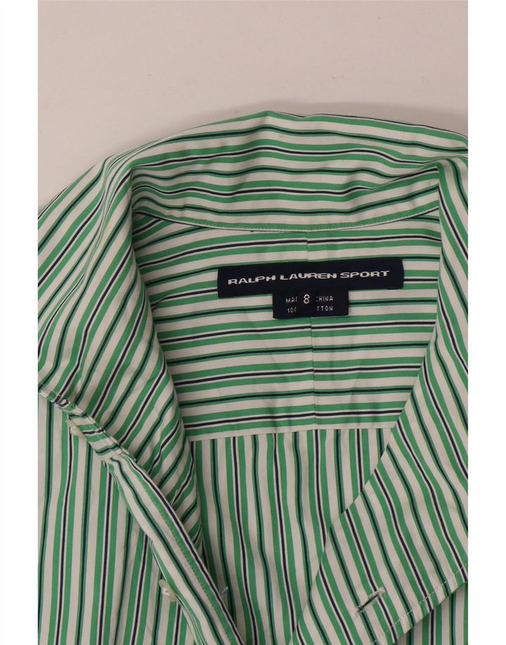 Ralph Lauren Chemise Femme US 8 Coton Rayé Vert Moyen