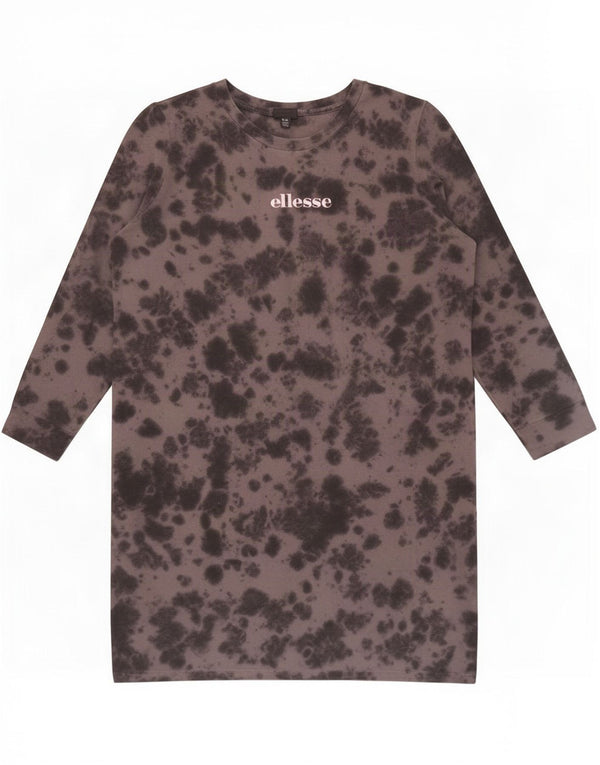 Ellesse Robe t-shirt graphique à manches longues pour femme UK 18 XL Gris Tie Dye