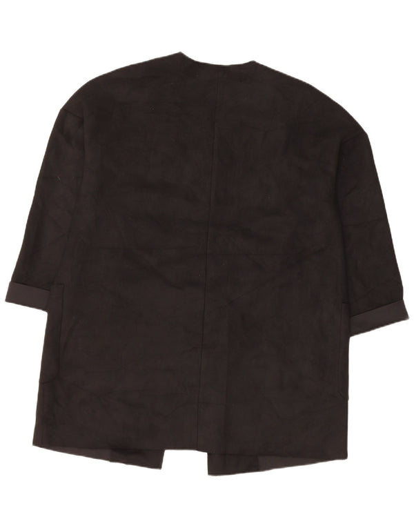 Zara Veste blazer ouverte surdimensionnée à manches 3/4 pour femme UK 6 XS Noir Polyester