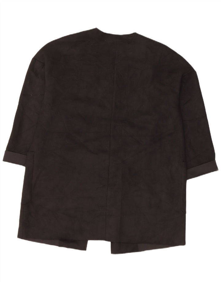 Zara Veste blazer ouverte surdimensionnée à manches 3/4 pour femme UK 6 XS Noir Polyester