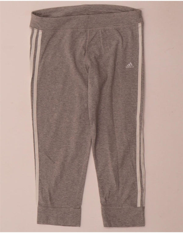 Adidas Femmes Capri Survêtement Pantalon Joggers UK 8/10 Petit Gris