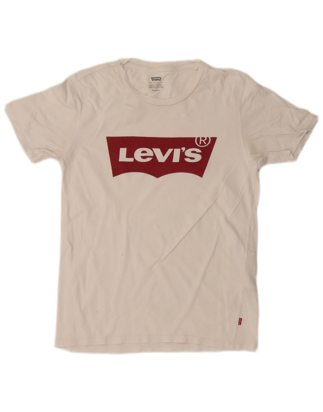 LEVI'S T-Shirt Graphique Femme UK 6 XS Blanc Coton