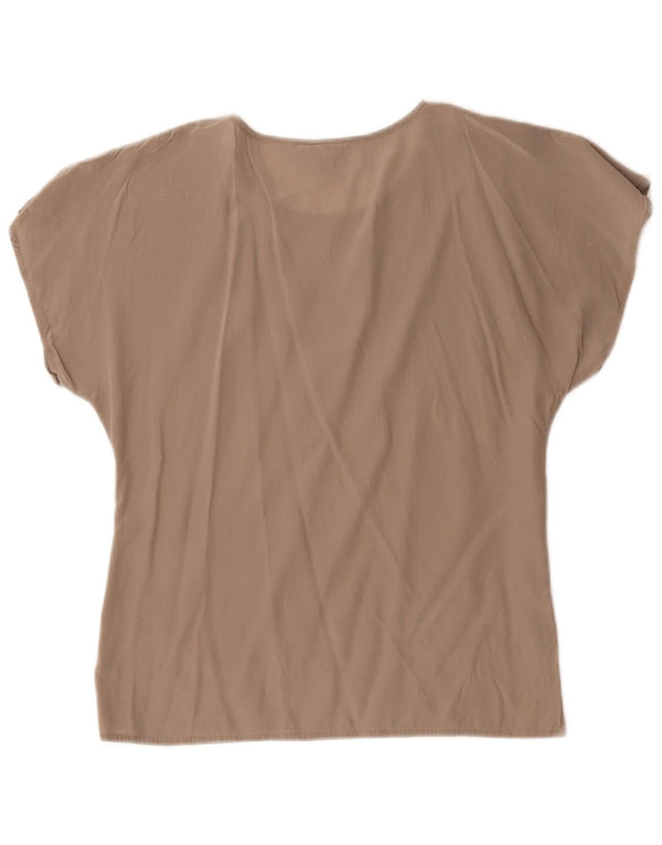 Max Mara Chemisier Top UK 12 Femme Gris Moyen Soie