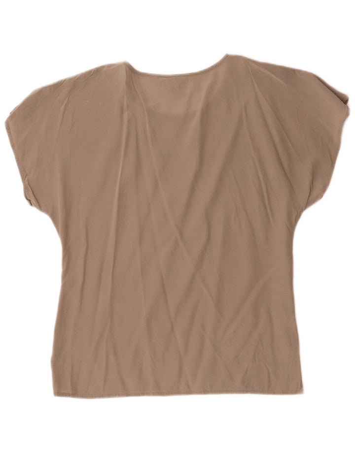 Max Mara Chemisier Top UK 12 Femme Gris Moyen Soie