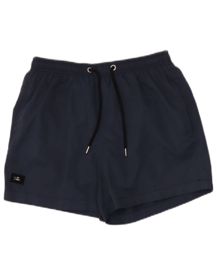 Short de bain vintage pour homme en polyester bleu marine moyen