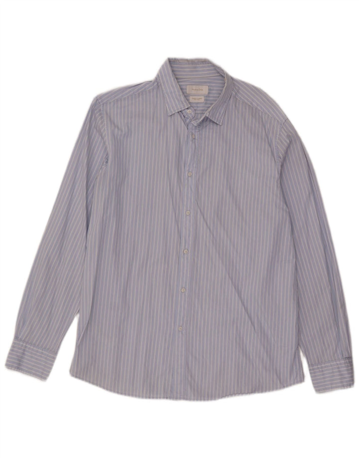 Chemise pour hommes Massimo Dutti XL Bleu à rayures en coton