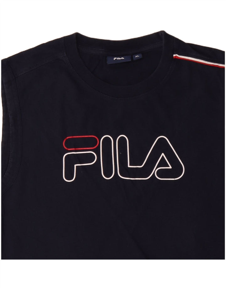FILA Débardeur graphique pour femme UK 18 XL Bleu marine Coton