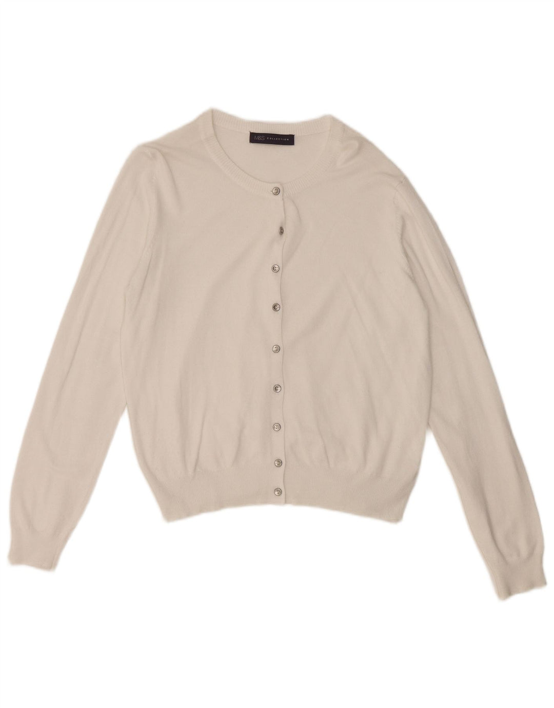 Marks & Spencer Pull cardigan court pour femme UK 12 Viscose blanc moyen