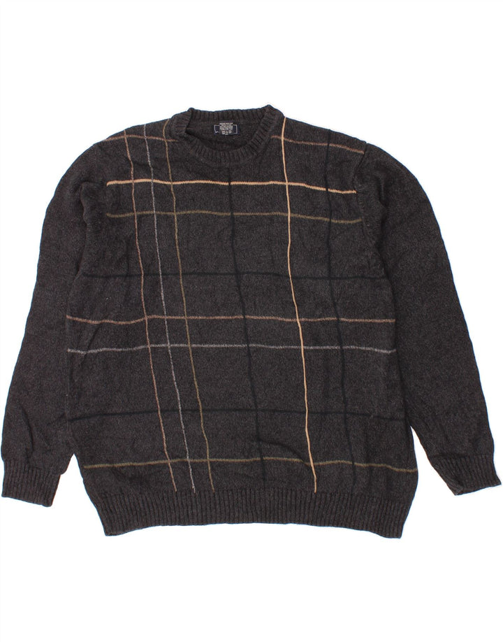 DOCKERS Pull à col rond pour homme 2XL Gris à carreaux en coton