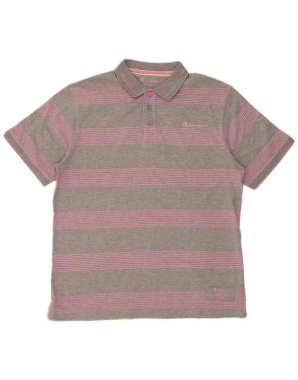 Champion Polo Homme XL Gris Rayé Coton