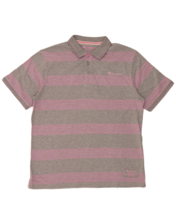 Champion Polo Homme XL Gris Rayé Coton