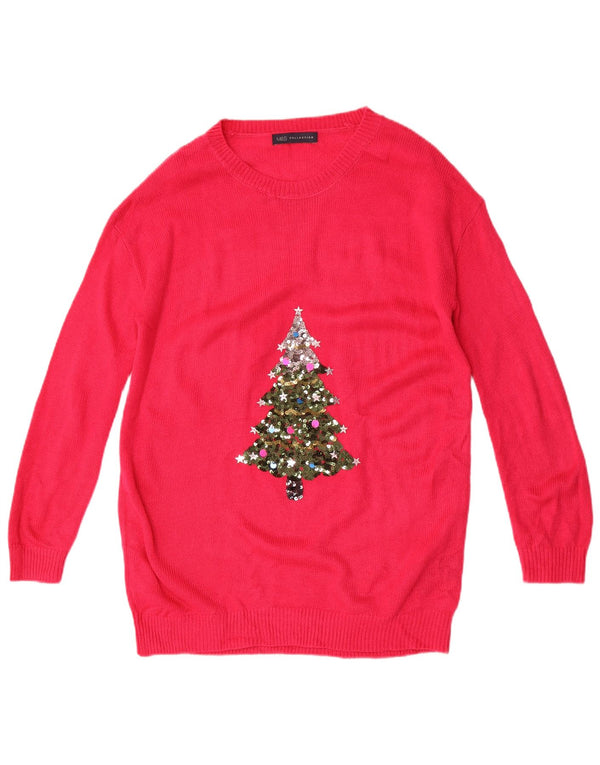 Marks & Spencer Robe pull graphique pour femme UK 14 Rose moyen Noël