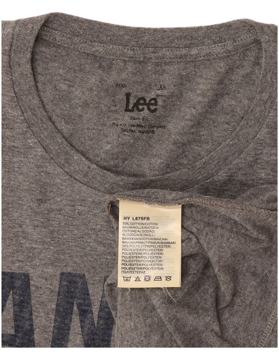 Lee T-Shirt Graphique Coupe Slim Homme XL Gris Coton