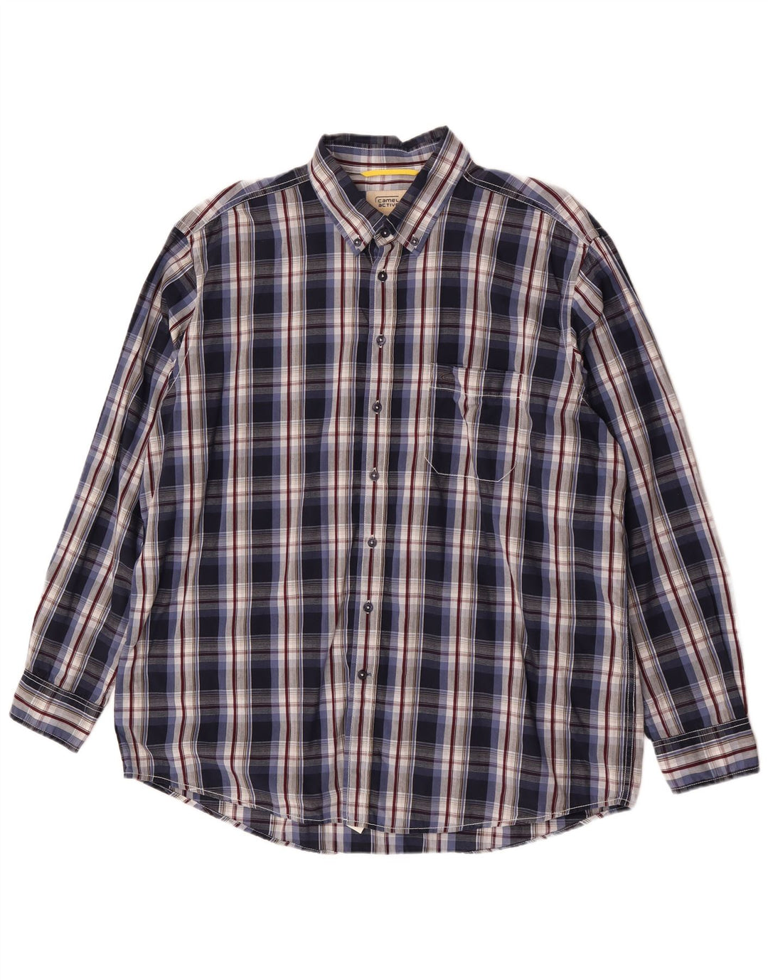 Chemise Homme Camel Active XL Bleu Marine Plaid Coton