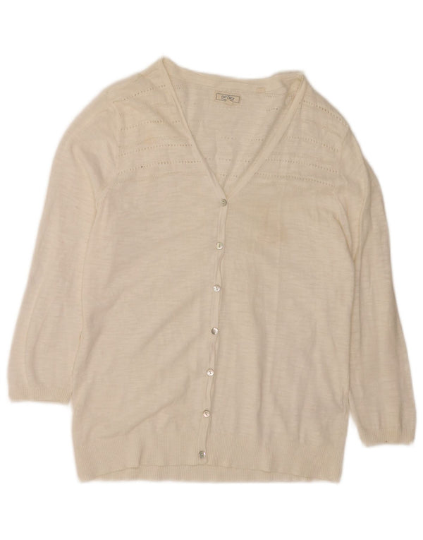 Fat Face Cardigan à manches 3/4 pour femme en coton blanc moyen UK 12