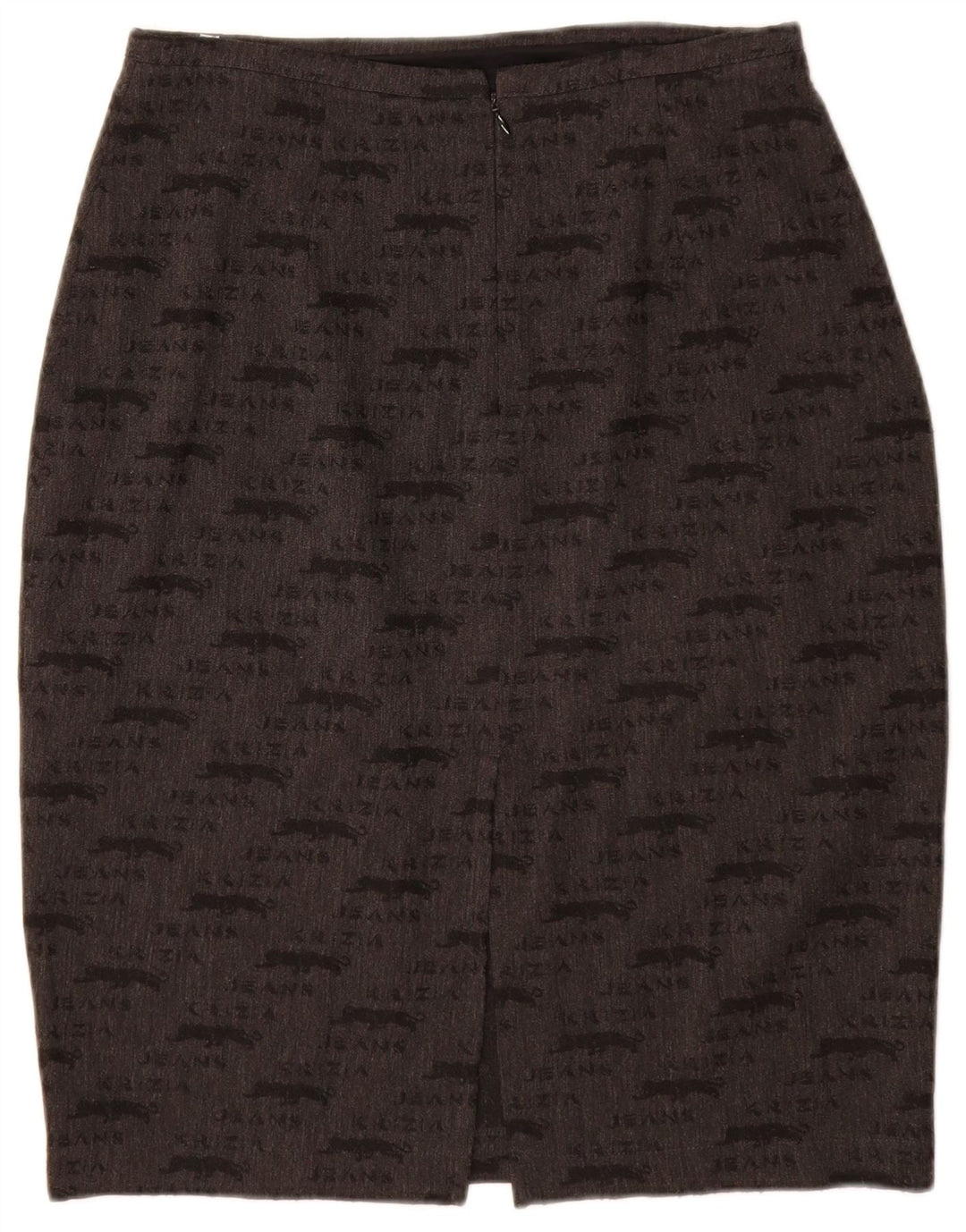 KRIZIA JEANS Jupe crayon graphique pour femme UK 12 Medium W28 Gris