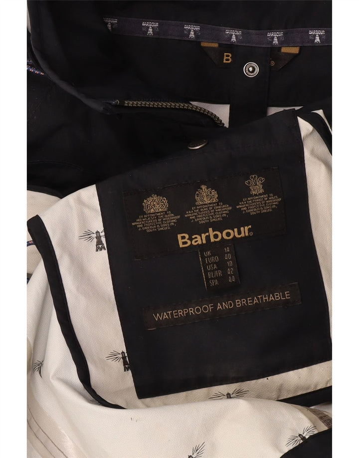 Barbour Veste Parka À Capuche Femme UK 14 Large Bleu Marine Polyester