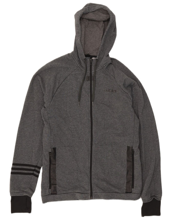 Adidas Pull à capuche zippé Climalite pour homme en coton color block Gris Taille L