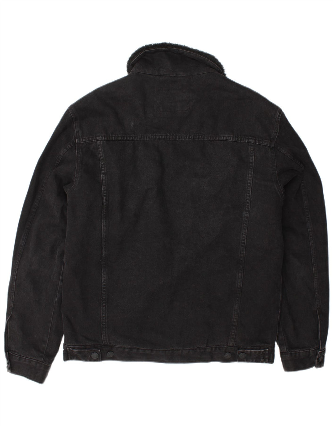 Zara Veste Sherpa en jean pour homme UK 40 Large Noir Polyester