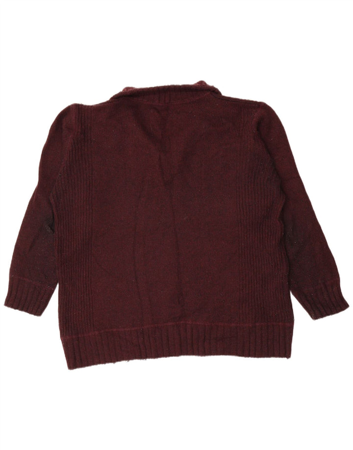 Marks & Spencer Pull à col zippé pour homme en laine d'agneau bordeaux Taille L