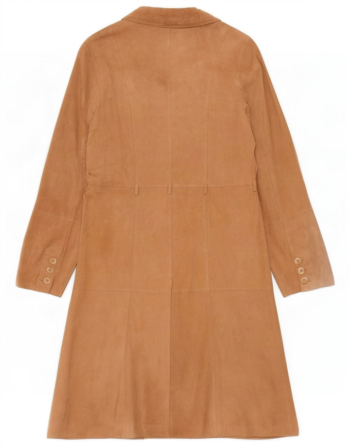 vintage Femme Suède Pardessus UK 12 Beige Moyen