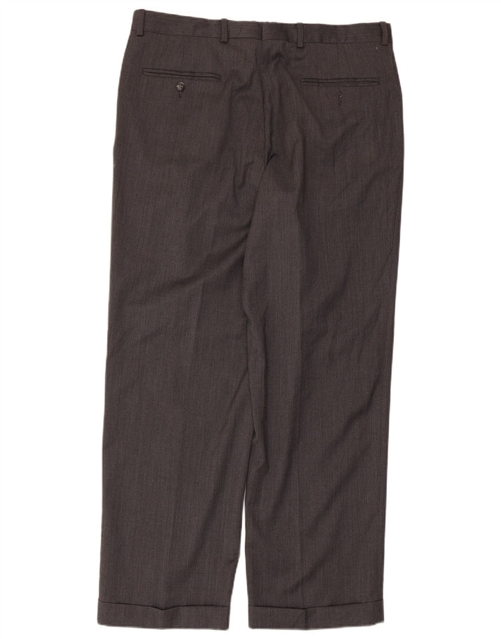 Izod Pantalon de Costume à Chevilles Homme W36 L30 Laine Grise