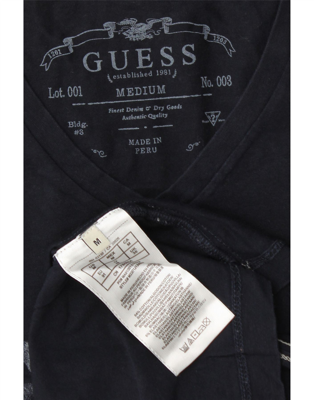 Guess T-Shirt Graphique Homme Bleu Marine Moyen Coton