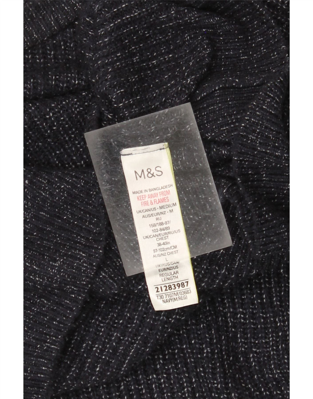 Marks & Spencer Pull col bateau pour homme Bleu marine moyen moucheté