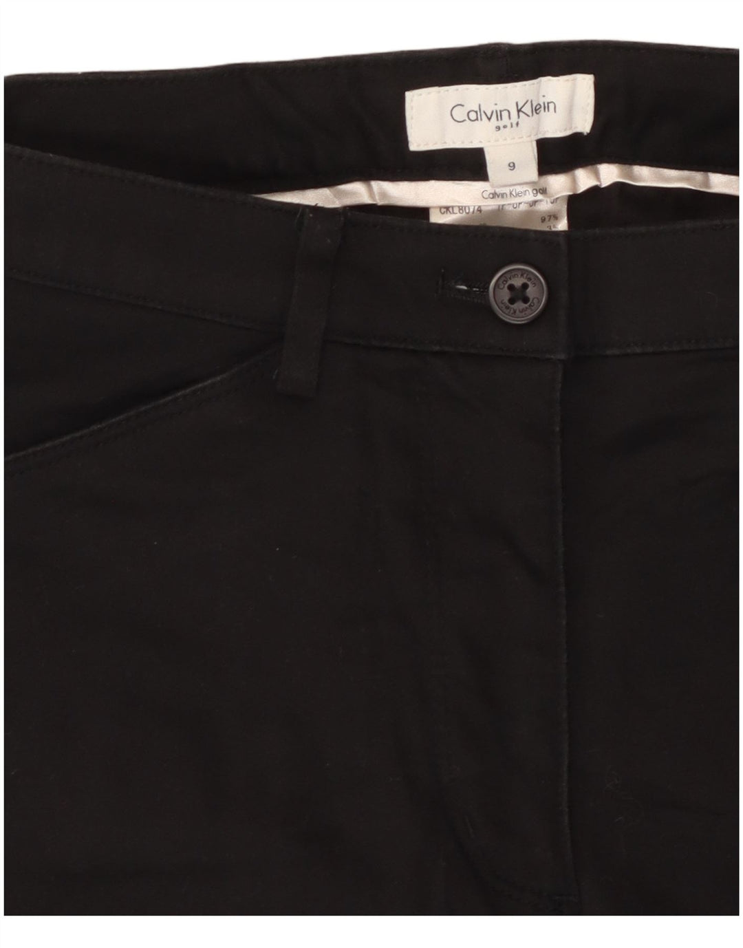 CALVIN KLEIN Pantalon cargo slim pour femme US 9 Medium W28 L26 Coton noir