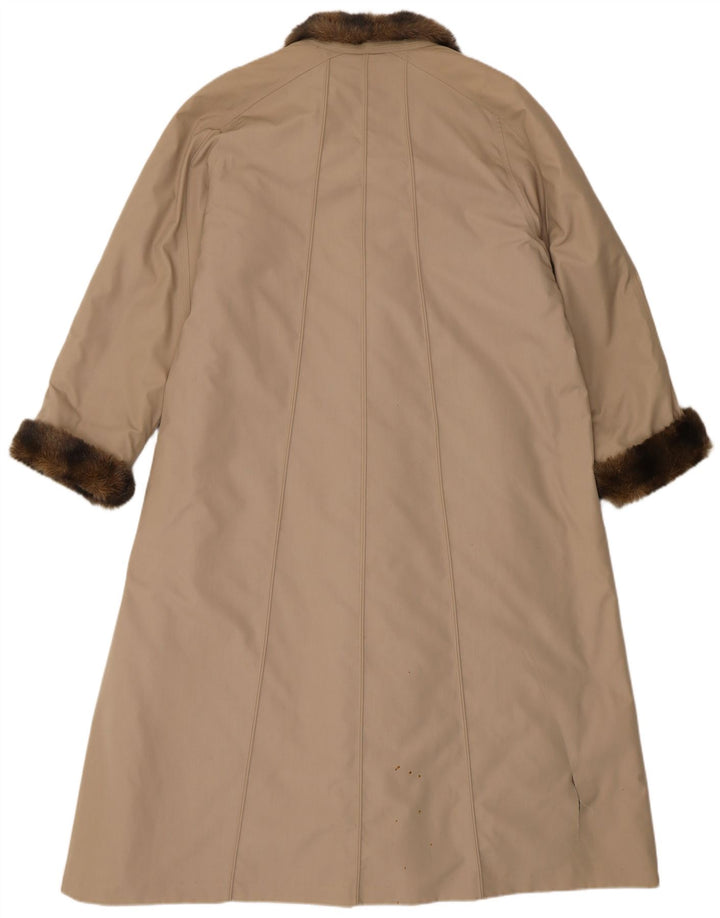 VINTAGE Femmes Oversize Fausse Fourrure Pardessus EU 40 Polyester Beige Moyen