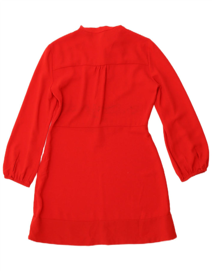 ZARA Robe trapèze à manches longues pour femme UK 12 Polyester rouge moyen