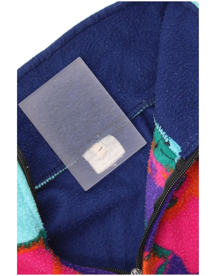 VINTAGE Pull polaire à col zippé pour homme Grand camouflage bleu marine