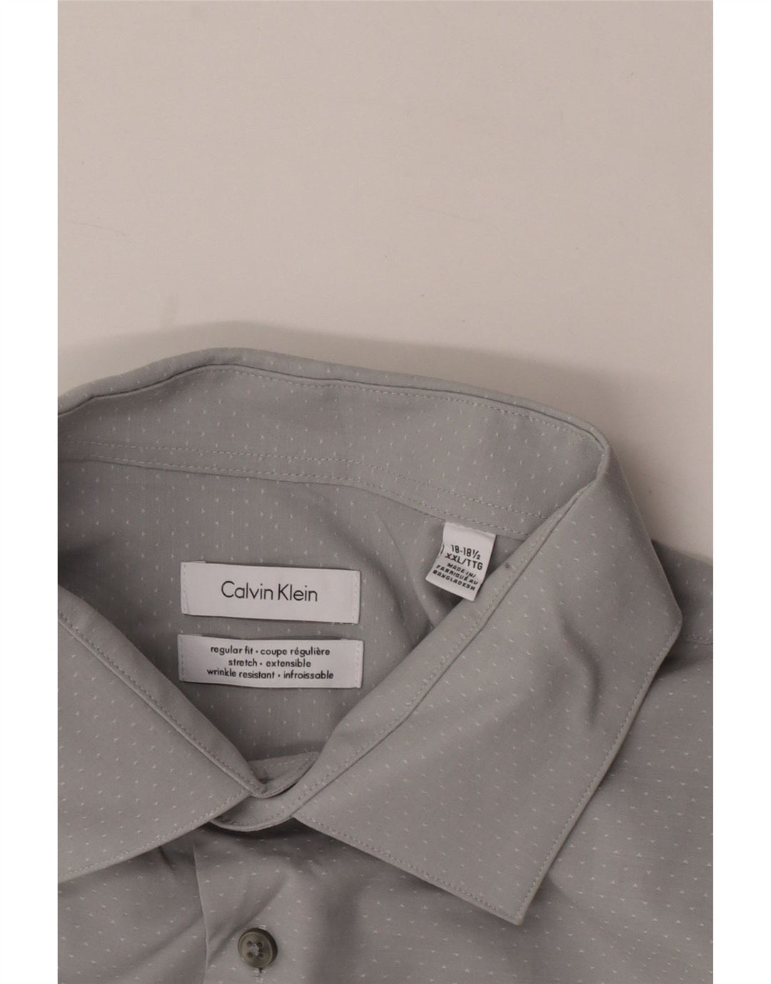 Calvin Klein Chemise à manches courtes pour hommes Taille 18 18 1/2 2XL Gris tacheté