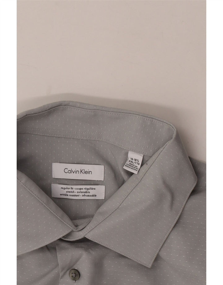 Calvin Klein Chemise à manches courtes pour hommes Taille 18 18 1/2 2XL Gris tacheté