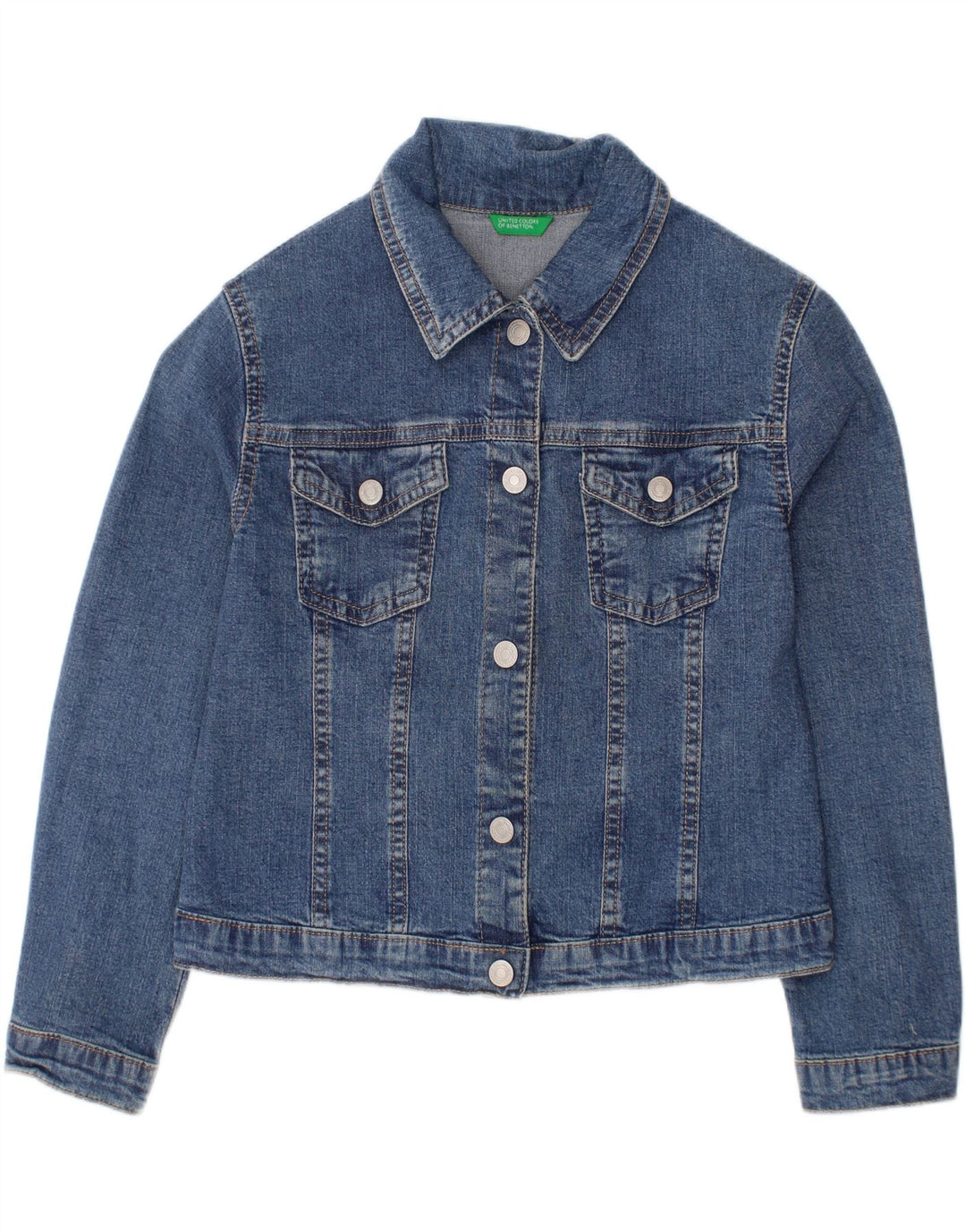 BENETTON Veste en Jean Garçon 5-6 Ans Petit Bleu Coton