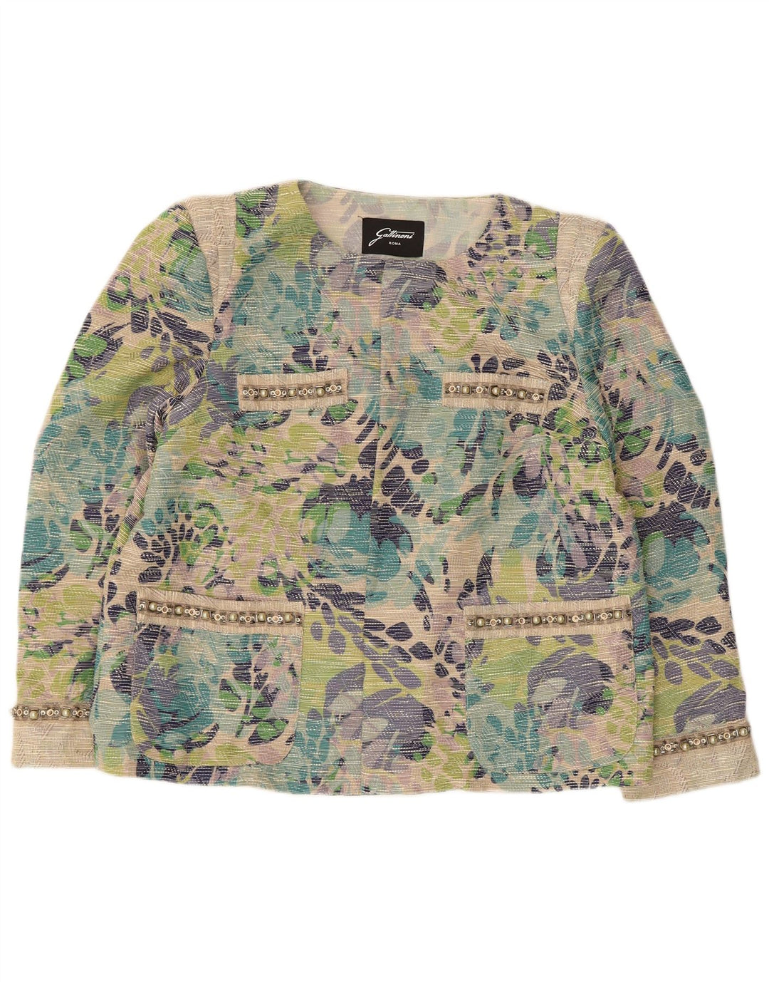 Gattinoni Veste Blazer Ouverte Femme UK 18 XL Multicolore Floral
