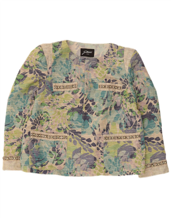 Gattinoni Veste Blazer Ouverte Femme UK 18 XL Multicolore Floral