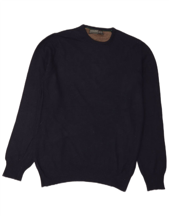 Zara Pull ras du cou pour homme, grand, bleu marine