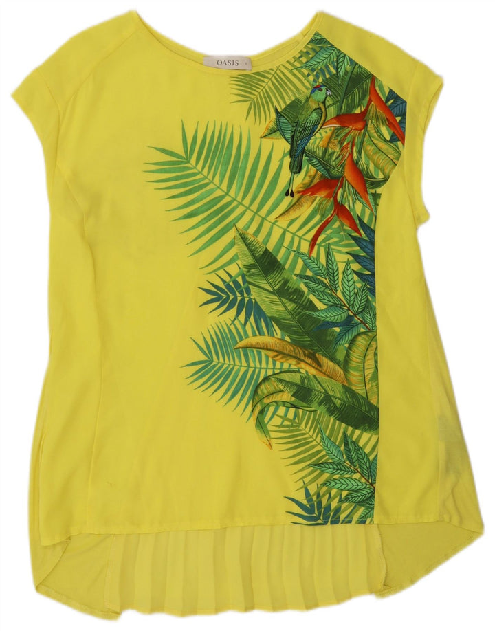Oasis Tunique Femme UK 10 Petit Jaune Floral Polyester