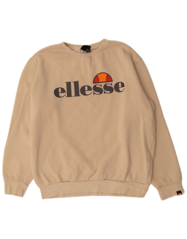 Ellesse Sweat-shirt graphique pour homme XL Beige Coton