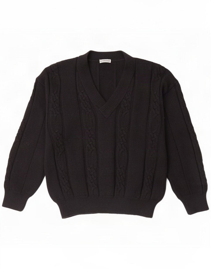 Cacharel Homme Col V Pull Pull Large Noir Laine