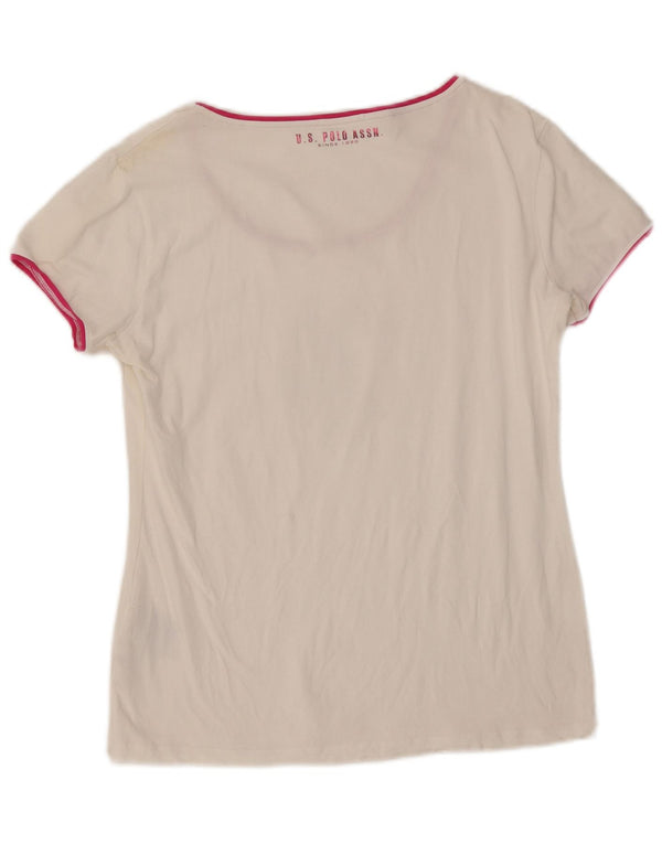 U.S. Polo Assn. T-Shirt Graphique Femme Top UK 18 XL Coton Blanc