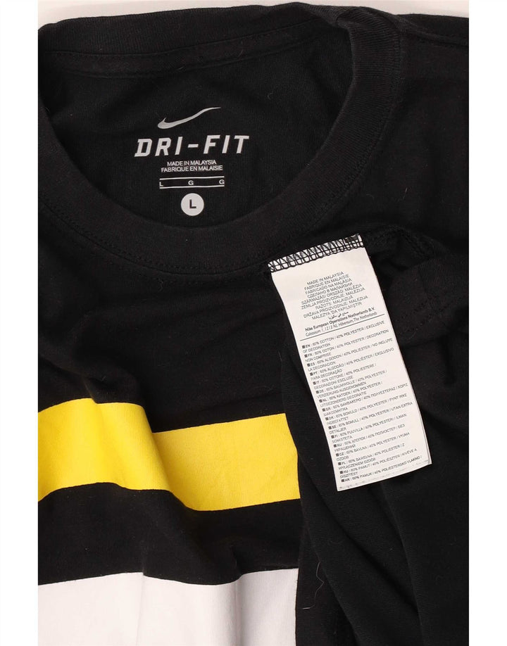 Nike Hommes Dri Fit T-Shirt Haut Large Noir Colorblock Polyester