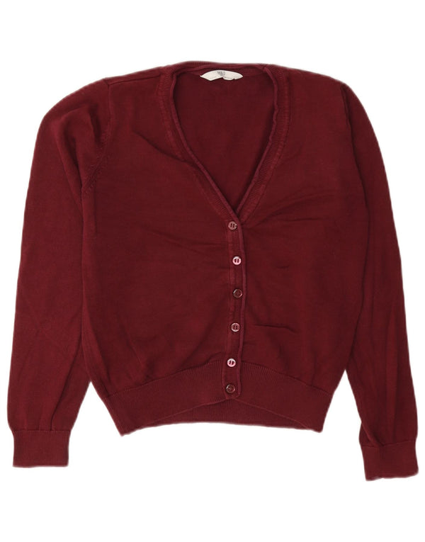 Marks & Spencer Pull Cardigan Fille 9-10 Ans Coton Bordeaux