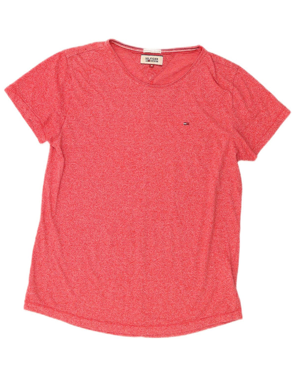 Tommy Hilfiger T-Shirt Femme UK 14 Polyester Moucheté Rose Moyen