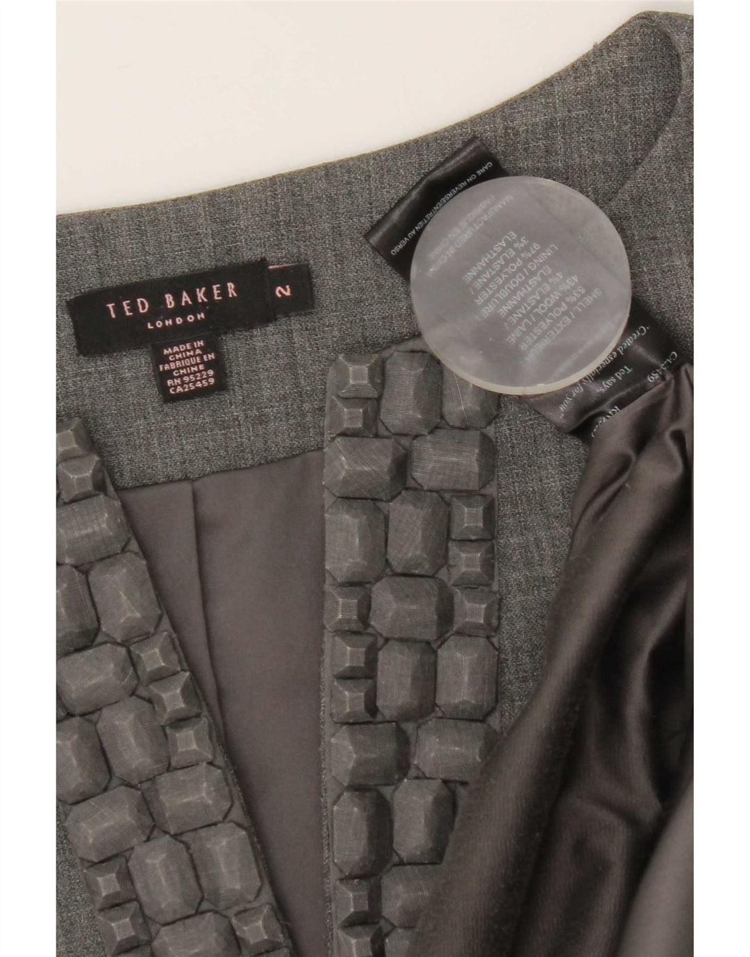 Ted Baker Robe fourreau sans manches pour femme Taille 2 Petit Polyester Gris