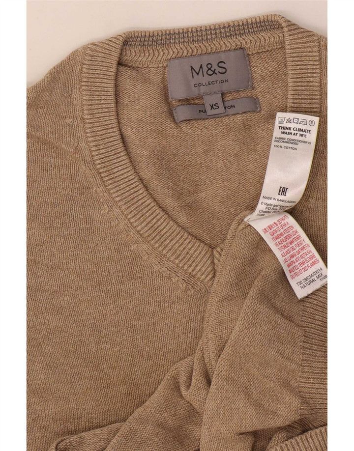 Marks & Spencer Pull col V pour homme XS en coton beige